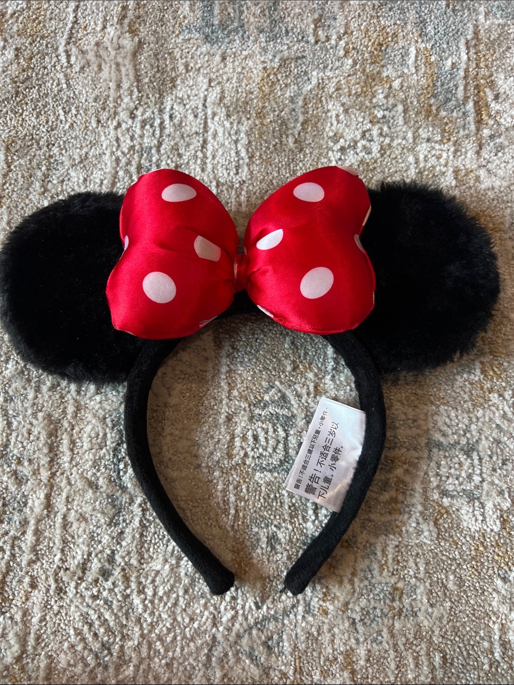 Disney Parks Classic Minnie Mouse Black Red Polkadots Ears Headband z91